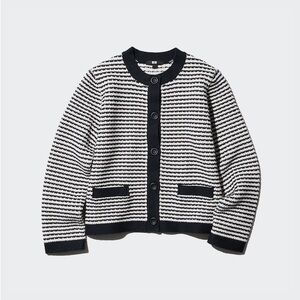 Uniqlo Striped Button-Front Cardigan Jacket Knitted Short Jacket